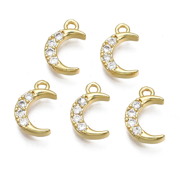 

PandaHall Brass Micro Pave Clear Cubic Zirconia Charms, Nickel Free, Moon, Real 18K Gold Plated, 12x8x2mm, Hole: 1.2mm Brass+Cubic Zirconia...