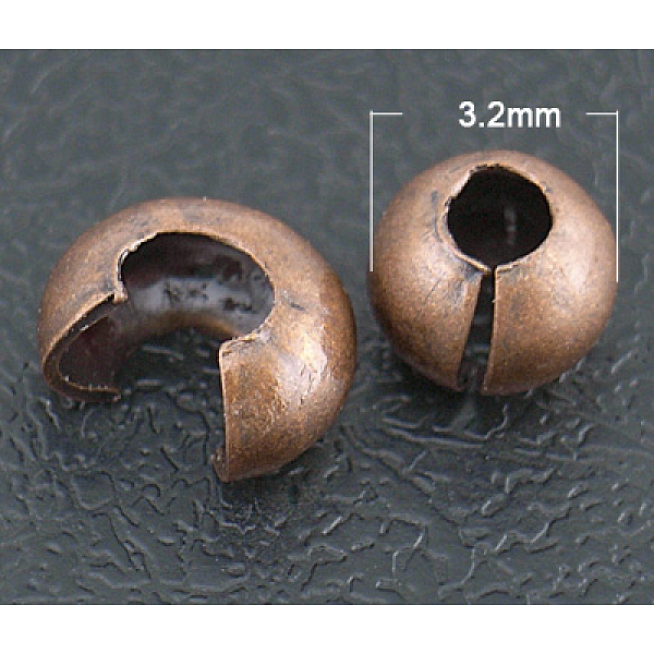 

PandaHall Crimp Beads Covers, Nickel Free, Red Copper, About 3.2mm In Diameter, 2.2mm Thick, Hole: 1mm Brass