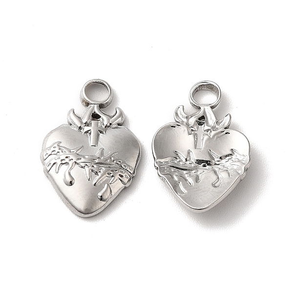 

PandaHall 304 Stainless Steel Pendant, Heart Charm, Stainless Steel Color, 17x11x2.5mm, Hole: 2.5mm 304 Stainless Steel Heart
