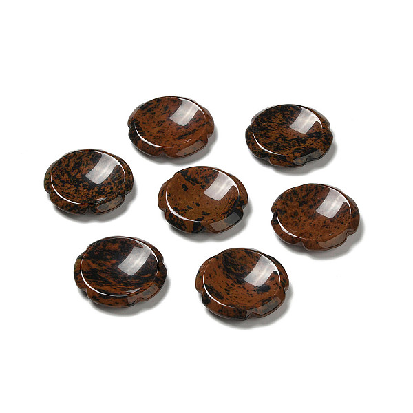 

PandaHall Natural Mahogany Obsidian Worry Stones, Flower Shape, 37.5~38x38x7~7.5mm Mahogany Obsidian Flower