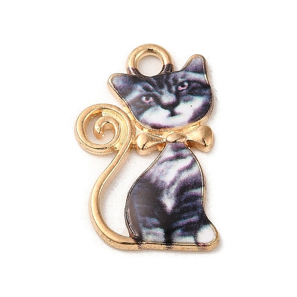 

PandaHall Alloy Enamel Pendants, Cadmium Free & Lead Free, Light Gold, Cat Charm, Black, 21x14x1.5mm, Hole: 2mm Alloy+Enamel Cat Shape Black