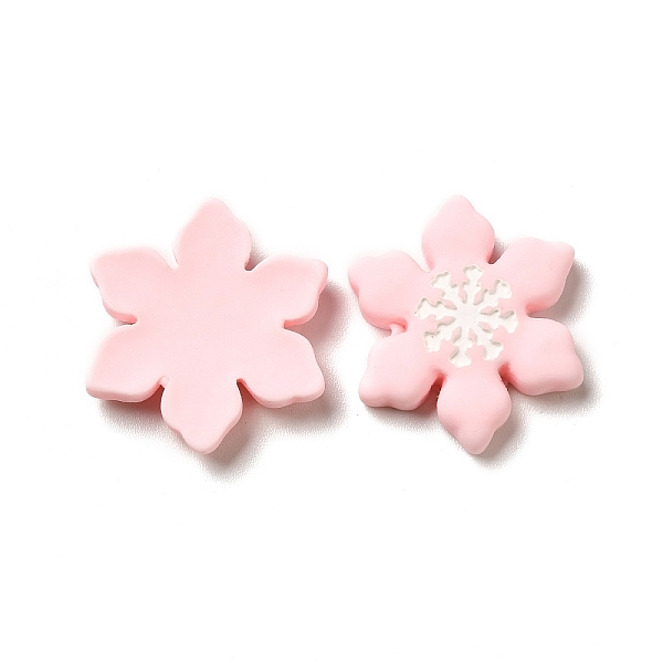 

PandaHall Christmas Opaque Resin Cabochons, Snowflake, Pink, 22x20x5mm Resin Snowflake Pink