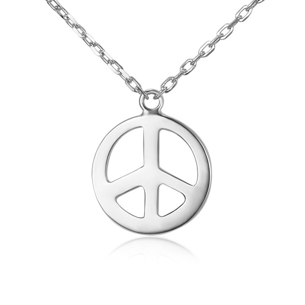 

PandaHall TINYSAND 925 Sterling Silver Peace Sign Pendant Necklaces, Silver, 17.79 inch Sterling Silver