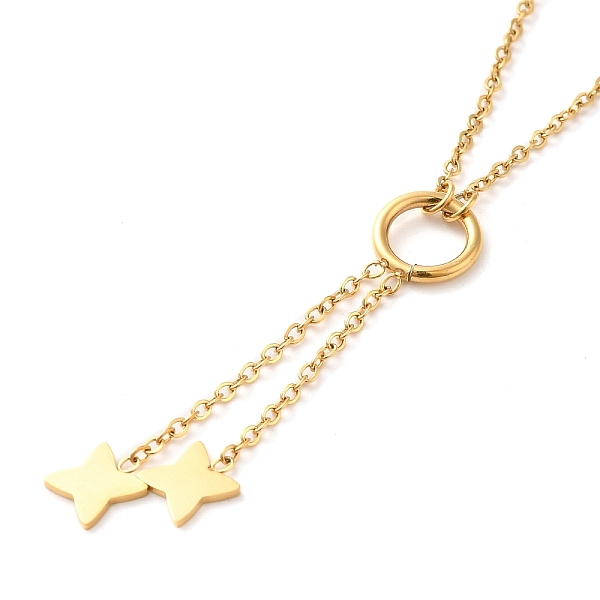 

PandaHall Vacuum Plating 304 Stainless Steel Star Pendant Lariat Necklaces, Golden, 20.08 inch(51cm) 304 Stainless Steel Star