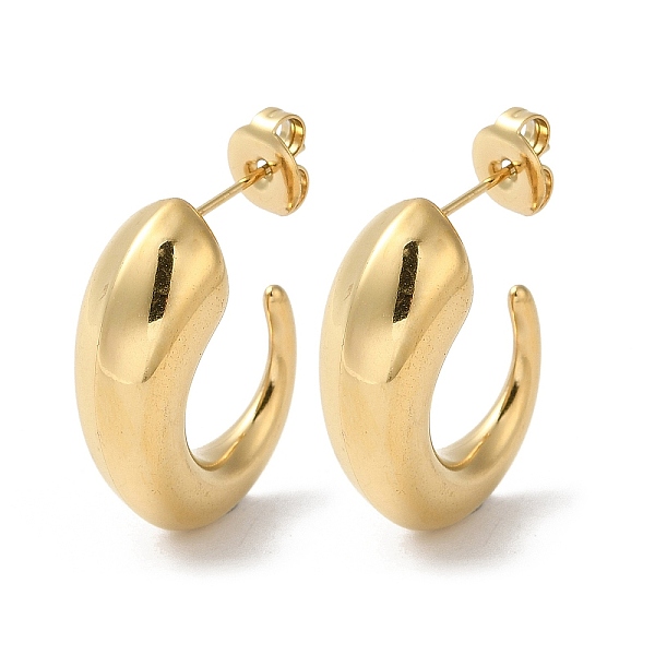 

PandaHall 304 Stainless Steel Horn Stud Earrings, Half Hoop Earrings, Real 18K Gold Plated, 22x8mm 304 Stainless Steel Horn