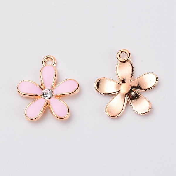 

PandaHall Zinc Alloy Enamel Flower Pendant, with Crystal Rhinestone, Light Gold, Pink, 20.5x18x2.5mm, Hole: 2mm Alloy Rhinestone+Enamel...