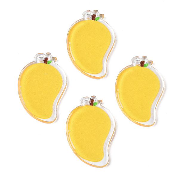 

PandaHall Translucent Acrylic Pendants, Double-Faced Printed, Mango, Gold, 27x17.5x2mm, Hole: 2mm Acrylic Fruit Gold