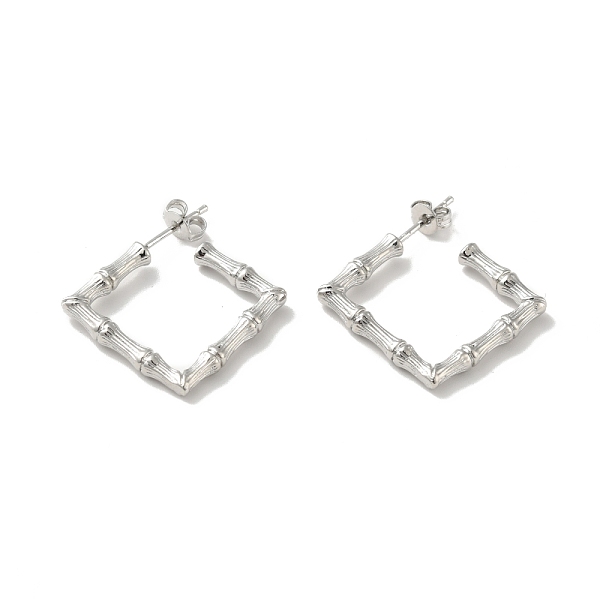 

PandaHall Rack Plating Brass Bamboo Wrap Square Stud Earrings, Half Hoop Earrings for Women, Cadmium Free & Lead Free, Platinum, 22x22x3mm...