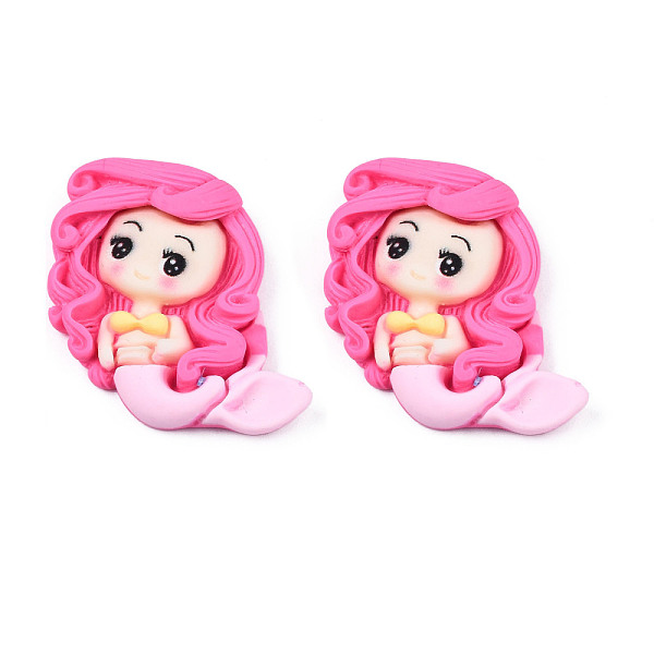 

PandaHall Opaque Resin Cabochons, Mermaid, Deep Pink, 27.5x32x8mm Resin Fish