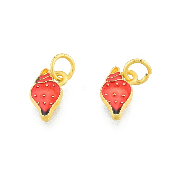 

PandaHall Alloy Enamel Charm, with Jump Rings, Matte Gold Color, Conch, Crimson, 11x6x2mm, Hole: 3.6mm Alloy+Enamel Others Pink