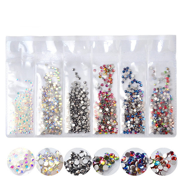 

PandaHall Glass Rhinestone Flat Back Cabochons, Nail Art Decoration Accessories, Faceted, Half Round, Mixed Color, 2.4mm, about 1440pcs/bag..., Multicolor