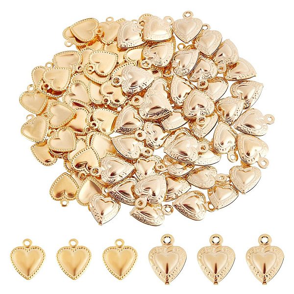 

PandaHall DICOSMETIC 200pcs 4 Styles Puffed Heart Charm Tiny Love Pendant Love Heart Charm Small Hole Heart Charm Stainless Steel Charm for...