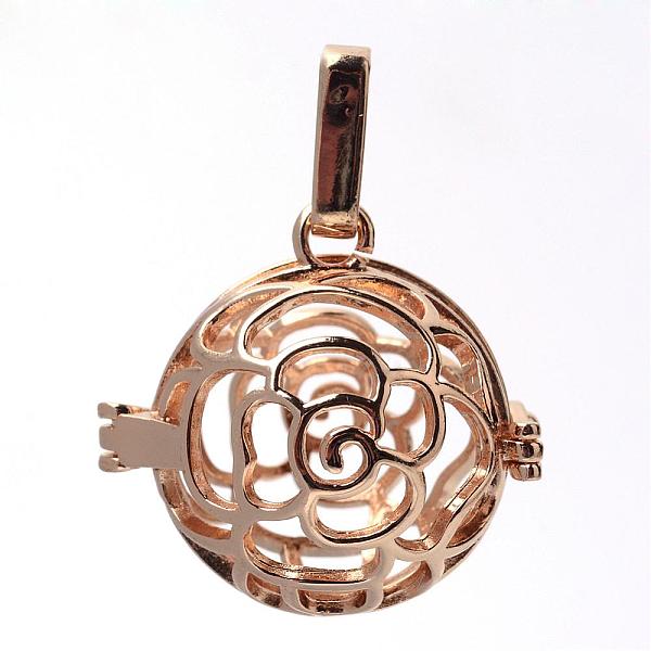 

PandaHall Rack Plating Brass Cage Pendants, For Chime Ball Pendant Necklaces Making, Hollow Round with Flower, Light Gold, 25x25x20mm, Hole...