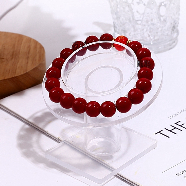 

PandaHall Acrylic Single Bracelet Diaplay Riser Stands, Flat Round, Clear, Tray: 50mm, 7.95x7.75x7.45cm Acrylic Clear