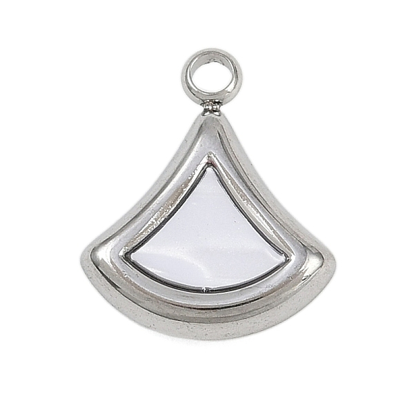 304 Stainless Steel Pave Synthetic Shell Fan Charms