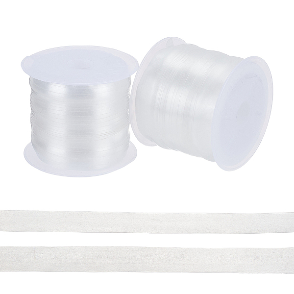 

PandaHall BENECREAT 2 Rolls 2 Style Transparent Elastic Shoulder Strap, for Sewing Bra Straps Making, Clear, 8~10x0.2mm, 1roll/style Elastic...