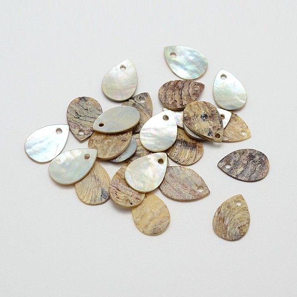 

PandaHall Flat Teardrop Natural Akoya Shell Charms, Mother of Pearl Shell Pendants, Tan, 13x9x1mm, Hole: 1mm, about 720pcs/bag Akoya Shell..., Orange