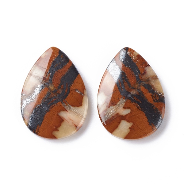 

PandaHall Natural Tiger Iron Cabochons, Teardrop with Pattern, 25x18x4mm, about 2pcs/pair Tiger Iron Teardrop