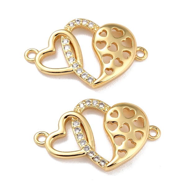 

PandaHall Brass Micro Pave Clear Cubic Zirconia Links Connectors, Heart, Real 18K Gold Plated, 15x24x2.5mm, Hole: 1.4mm Brass+Cubic Zirconia...
