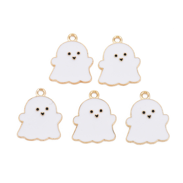

PandaHall Alloy Enamel Pendants, Cadmium Free & Lead Free, Light Gold, Ghost, White, 21.5x17x1.5mm, Hole: 1.8mm Alloy+Enamel Ghost White