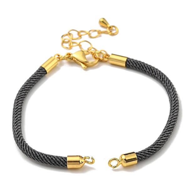

PandaHall Nylon Cords Bracelet Makings Fit for Connector Charms, with Brass Findings and 304 Stainless Steel Lobster Claw Clasps..., Gray