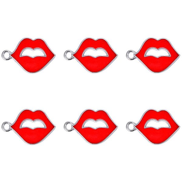 

PandaHall Alloy Enamel Pendants, Lip, Red, 24.5x17x2.5mm, Hole: 2mm, 30pcs/box Alloy+Enamel Lip Red