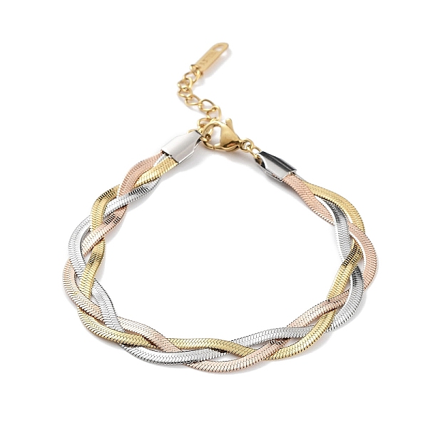 

PandaHall Ion Plating(IP) 304 Stainless Steel Herringbone Chains Bracelet for Women, Multi-color, 6-7/8 inch(17.5cm) 304 Stainless Steel