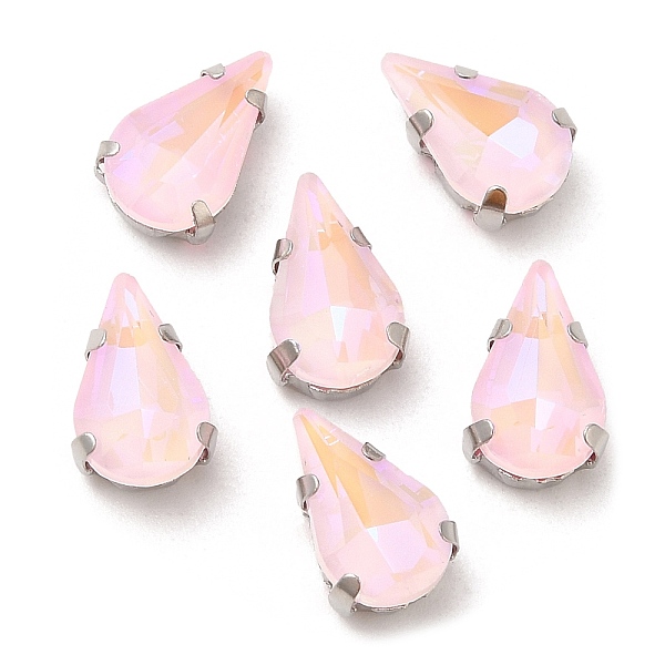 

PandaHall Mocha Fluorescent(MI) Teardrop Sew on Rhinestone, Multi-strand Links, with Brass Prong Settings, Garments Accessories, Light Rose..., Pink