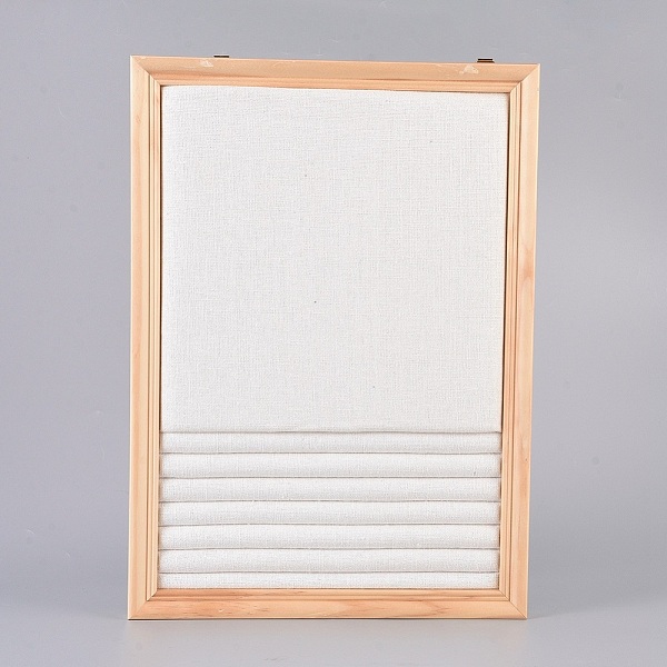

PandaHall Linen Slotted Ring Display Stand, with Wood Frame, Rectangle, Linen, 35x25x2.25cm Wood Brown