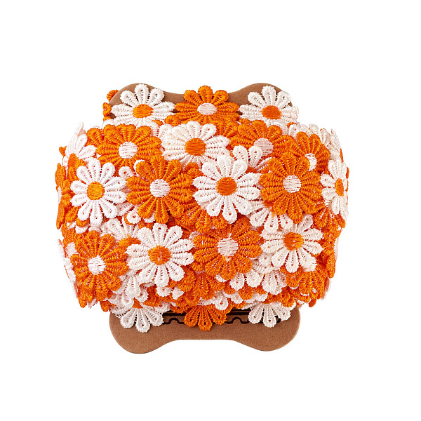 

PandaHall Colorful Polyester Lace Trim, Daisy Pattern, Dark Orange, 1"(25mm), 15yards(13.72m/roll) Polyester