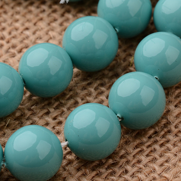 

PandaHall Polished Round Grade A Shell Pearl Bead Strands, Dark Turquoise, 8mm, Hole: 1mm, about 49pcs/strand, 16 inch Shell Pearl Round..., Cyan