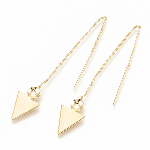 

PandaHall Brass Stud Earring Findings, Ear Threads, Triangle, Nickel Free, Real 18K Gold Plated, 90mm, 20.5x12mm, pin: 0.6mm, Tray: 5mm...