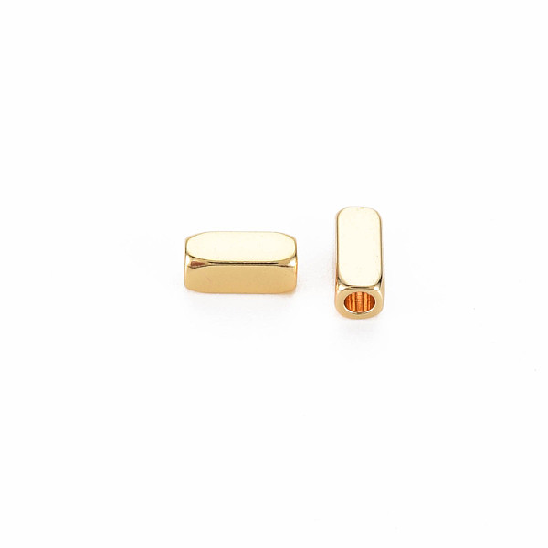 

PandaHall Rack Plating Brass Beads, Nickel Free, Cuboid, Real 18K Gold Plated, 6x2.5x2.5mm, Hole: 1.6mm Brass Cuboid