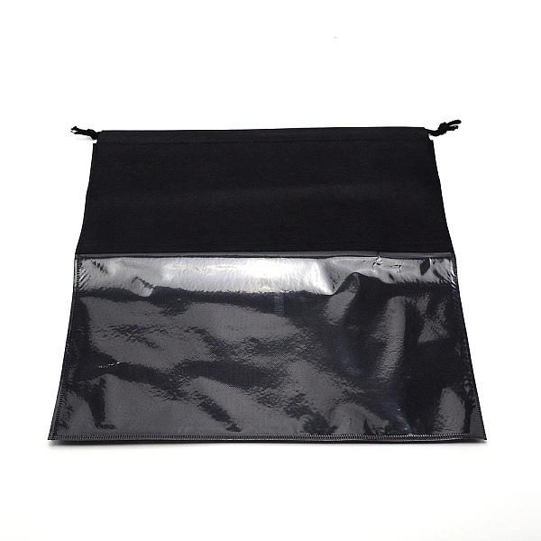 

PandaHall Blank Non-Woven DIY Craft Drawstring Storage Bags, with Plastic Clear Window, for Gift & Shopping Bags, Black, 40x40x0.06~0.45cm...