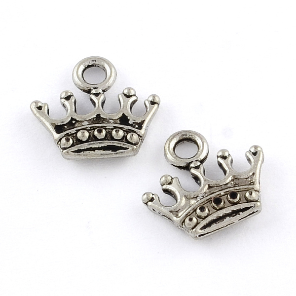 

PandaHall Tibetan Style Zinc Alloy Pendants, Lead Free & Cadmium Free, Crown Charms, Antique Silver, 13.2x14.1x3mm, Hole: 2mm Alloy Crown