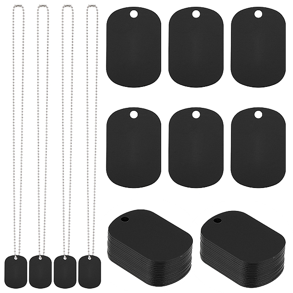 

PandaHall SUNNYCLUE 1 Box 40Pcs Stamping Blank Tag Aluminum Blank Tags Stainless Steel Ball Chain Black 1.5x1" Blanks Charm DIY 20 Sets...