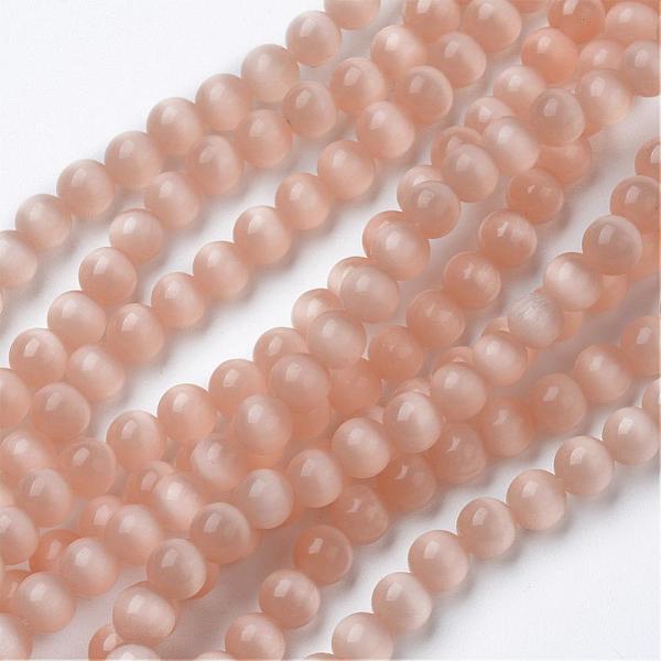 

PandaHall Cat Eye Beads, Round, Navajo White, 8mm, Hole: 1mm, about 49pcs/strand, 15.5 inch Glass Round Orange