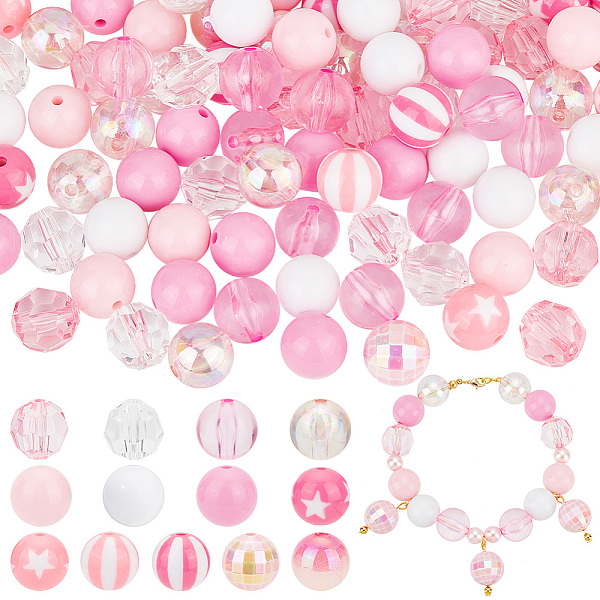 

PandaHall PH 111pcs 16mm Valentine Beads Acrylic Beads 13 Styles Pink Beads Bubblegum Beads Pen Beads Round Beads Large Loose Craft Beads..., Multicolor