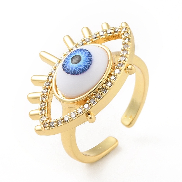 

PandaHall Cubic Zirconia Sun with Evil Eye Open Cuff Ring with Enamel, Real 18K Gold Plated Brass Jewelry for Women, Cadmium Free & Lead..., Blue
