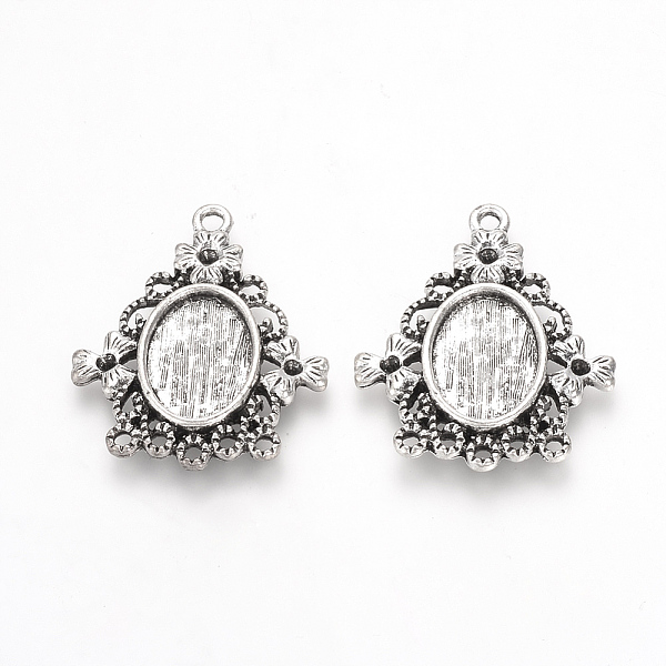 

PandaHall Tibetan Style Alloy Pendant Cabochon Settings, Flower, Oval Tray, Antique Silver, Tray: 14x10mm, Fit for 2mm Rhinestone, 30x25x3mm...