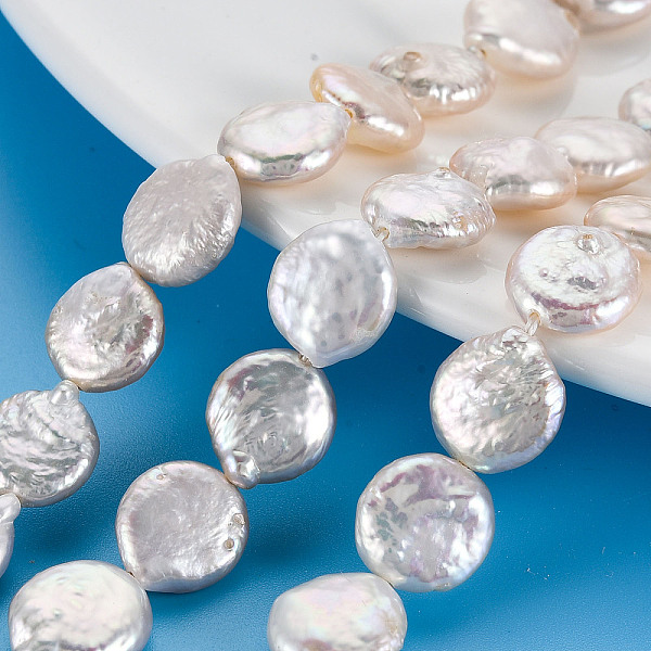 

PandaHall Natural Keshi Pearl Beads Strands, Cultured Freshwater Pearl, Flat Round, Seashell Color, 11~14x11~12x4~5mm, Hole: 0.6mm, about...