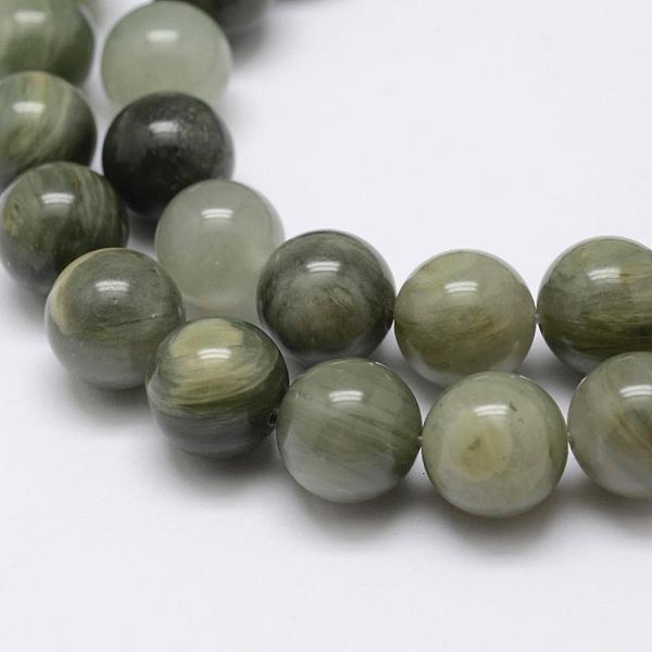 PandaHall Natural Green Rutilated Quartz Beads Strands, Round, 8mm, Hole: 1mm, about 47pcs/strand, 15.5 inch(39.5cm) Rutilated Quartz Round