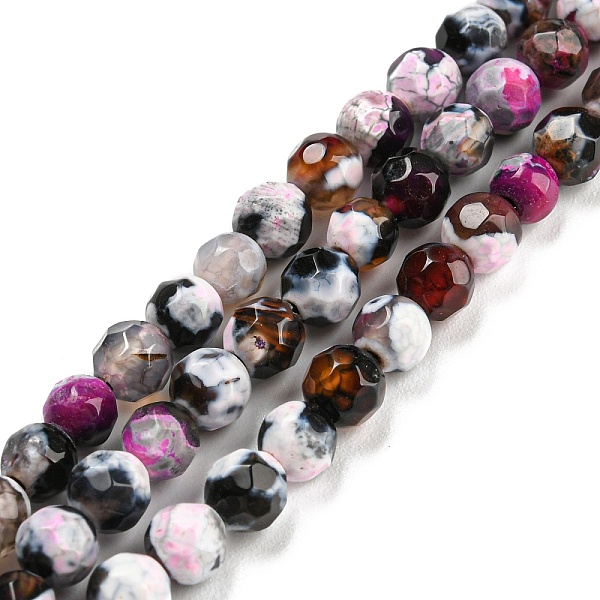 

PandaHall Dyed Natural Fire Crackle Agate Beads Strands, Faceted Round, Magenta, 4mm, Hole: 0.8mm, about 94~95pcs/strand, 14.37~14.57 inch..., Pink