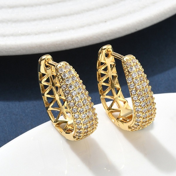 Boucles d'oreilles créoles en laiton zircon cubique micro pavé