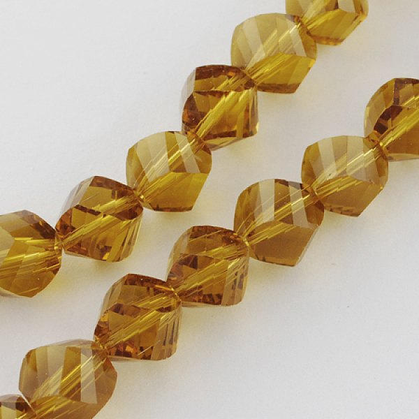 

PandaHall Glass Bead Strands, Faceted, Twist, Dark Goldenrod, 8x7~8x8mm, Hole: 1mm Glass Twist Gold