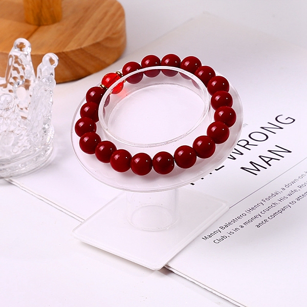 

PandaHall Acrylic Single Bracelet Diaplay Riser Stands, Flat Round, White, Tray: 50mm, 7.95x7.75x7.45cm Acrylic White