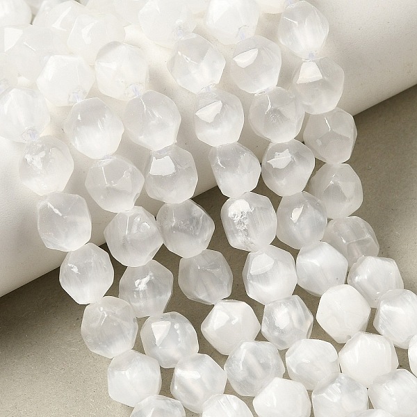 Brins de perles de sélénite naturelles