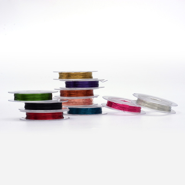 

PandaHall Round Copper Jewelry Wire, Mixed Color, 0.3mm, about 32.8 Feet(10m)/roll, 10 rolls/group Copper Round Multicolor