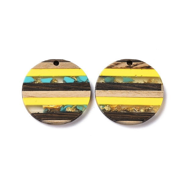 

PandaHall Transparent Resin & Walnut Wood Pendants, with Gold Foil, Flat Round Charm, Yellow, 30x3.5mm, Hole: 2mm Resin+Wood Flat Round...