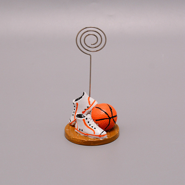 

PandaHall Resin Memo Clip, with Iron Findindgs, Message Note Photo Stand Holder, Basketball, Platinum, 48x96mm Resin